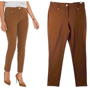Chico’s So Slimming Brigitte Pants | Brown Stretch Ankle Trousers | Size 6